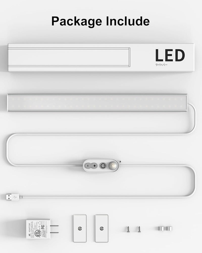 ASOCO Motion Sensor Dimmable Led Under Cabinet Lighting,16 inches Plug in Led Counter Light Bars, Cool White 6000K Light Bar for Kitchen/Closet/Wardrobe/Shelf/Desk/Display Case - Image 5